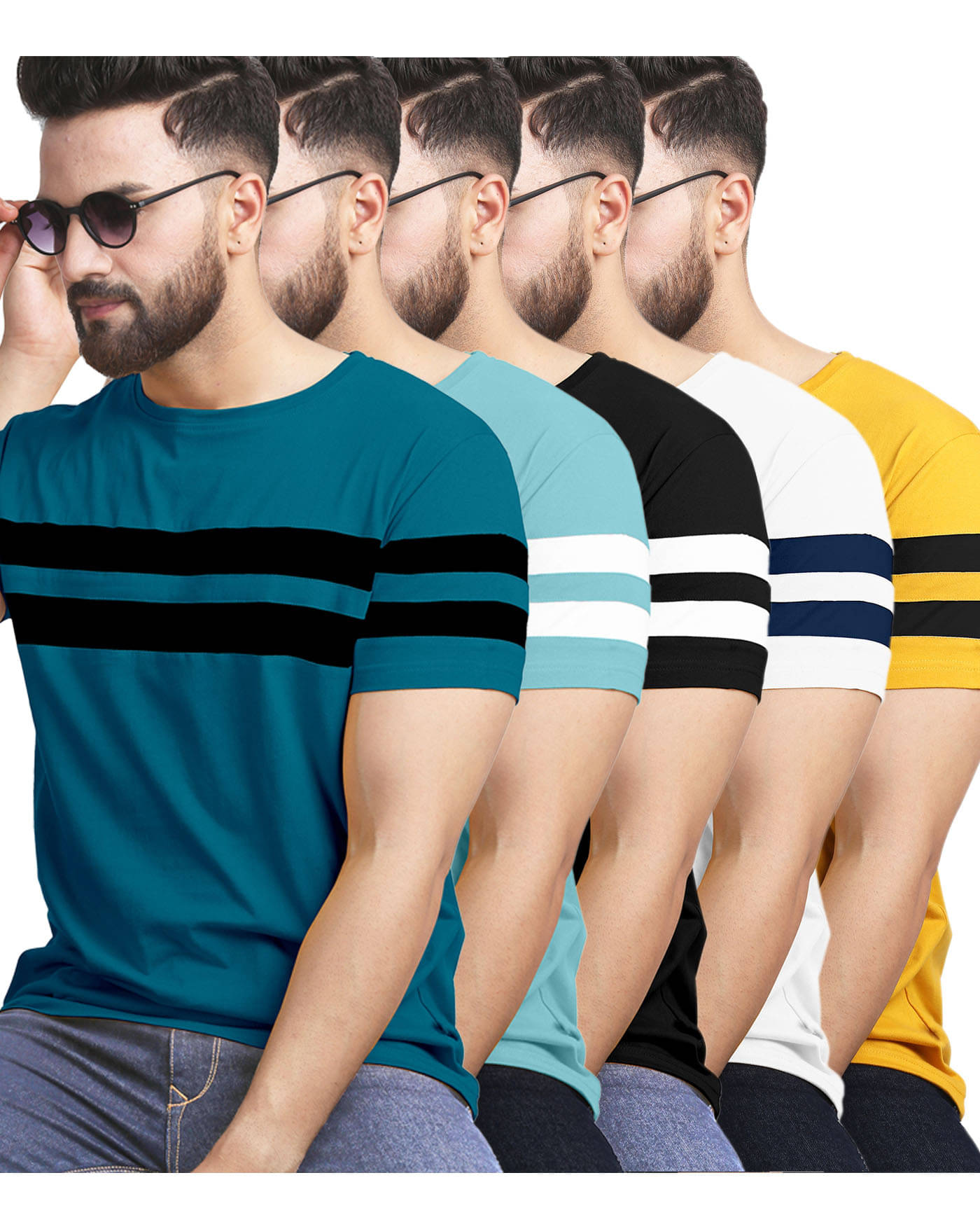 AOOSH Men Cotton Blend Regular Fit Striped T-Shirt ( Mustard ) AOOSH Men Cotton Blend Regular Fit Striped T-Shirt ( Mustard )
