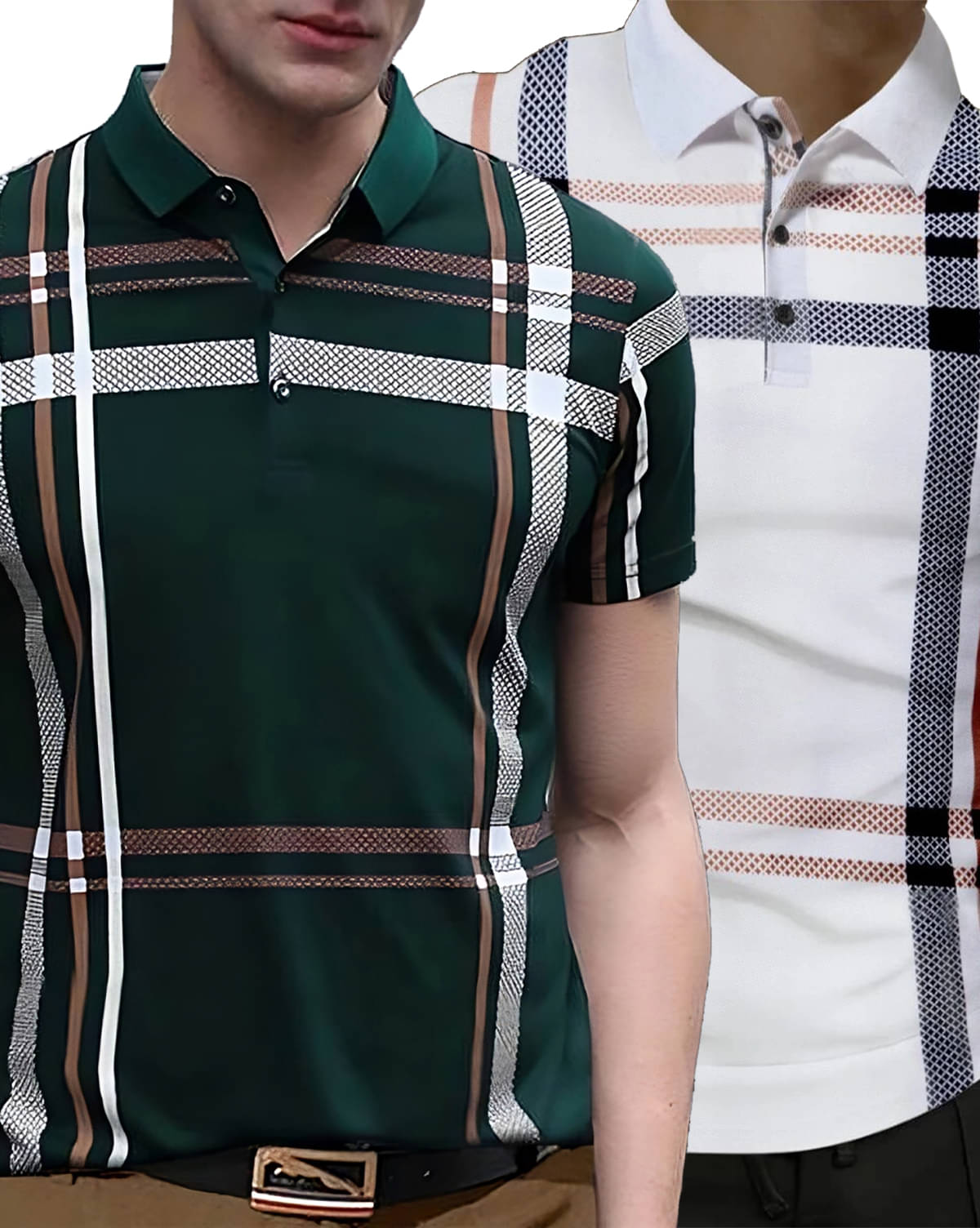     			AOOSH Men Cotton Blend Regular Fit Printed Polo T Shirt ( White )