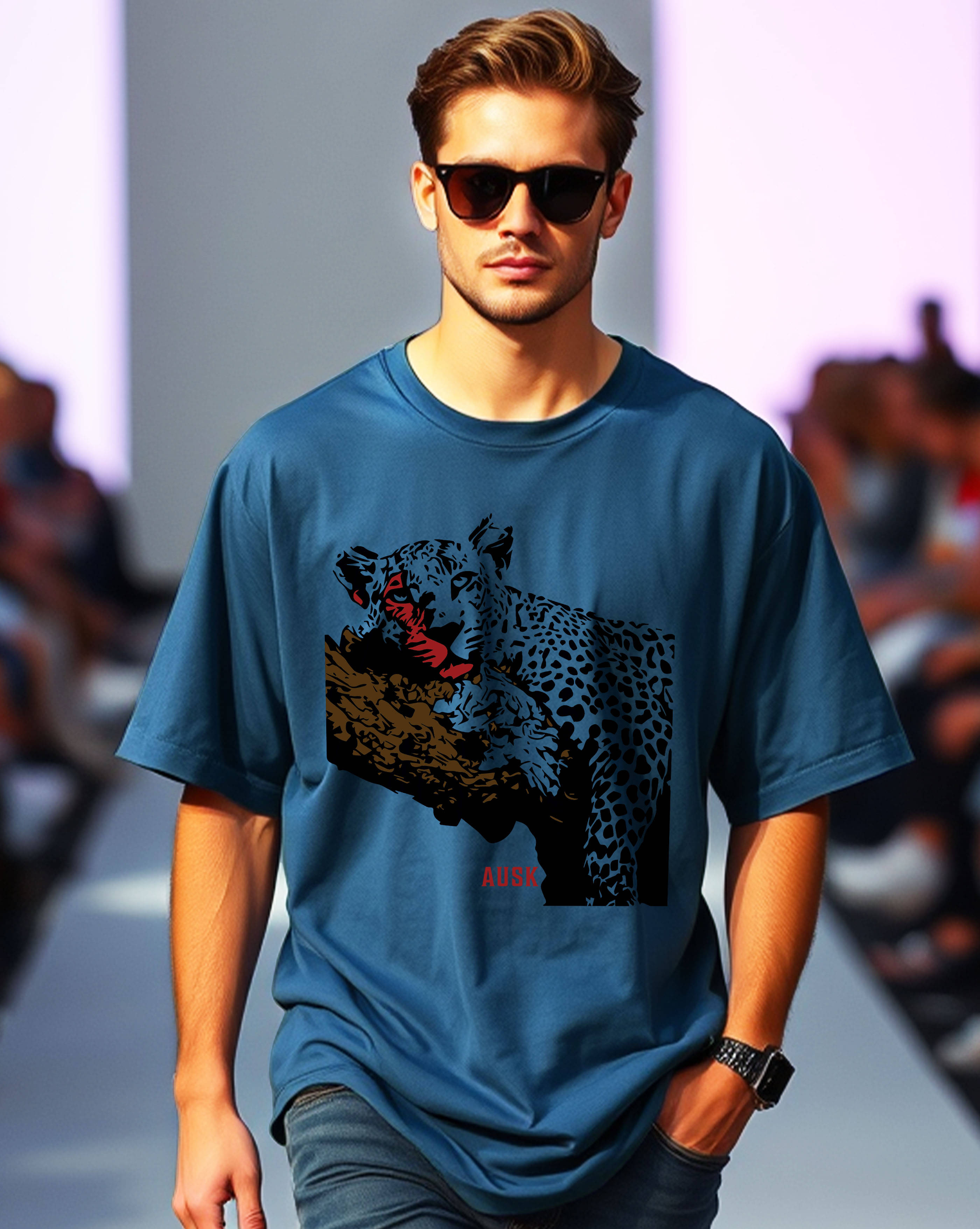 AOOSH Men Cotton Oversized Fit Printed T-Shirt ( Teal Blue ) AOOSH Men Cotton Oversized Fit Printed T-Shirt ( Teal Blue )