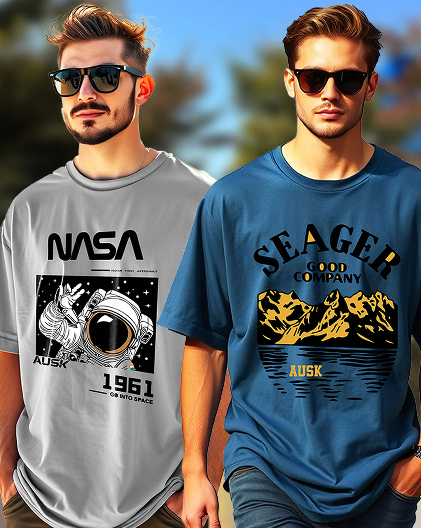 AOOSH Men Cotton Oversized Fit Printed T-Shirt ( Teal Blue ) AOOSH Men Cotton Oversized Fit Printed T-Shirt ( Teal Blue )