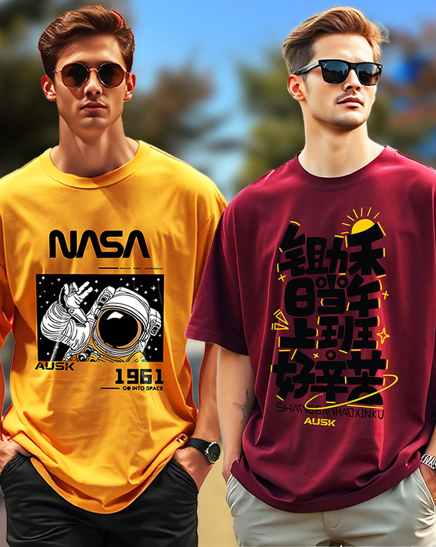     			AOOSH Men Cotton Oversized Fit Printed T-Shirt ( Maroon )