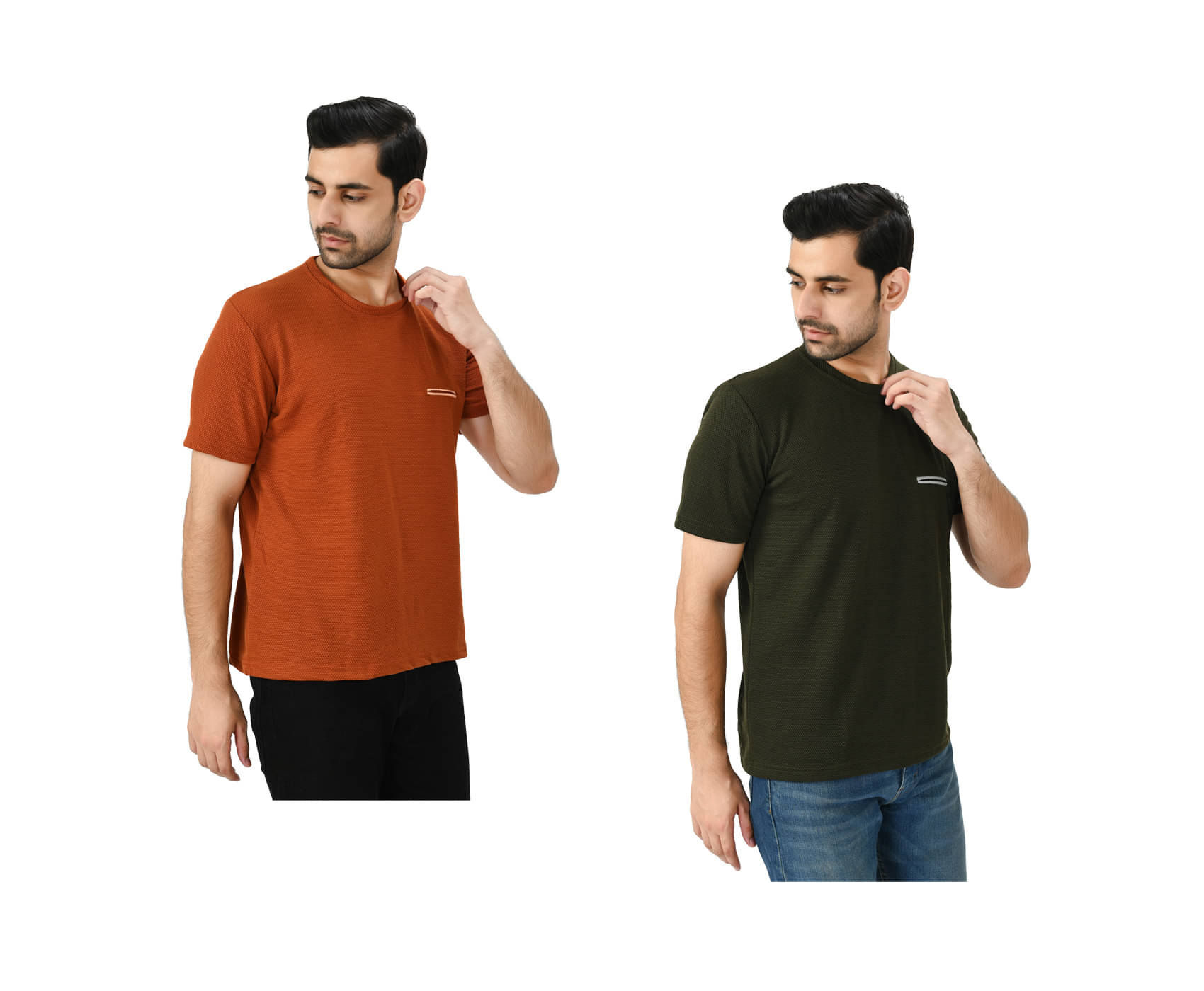 IndiWeaves Men Polyester Regular Fit Solid T-Shirt ( Multicolor ) IndiWeaves Men Polyester Regular Fit Solid T-Shirt ( Multicolor )