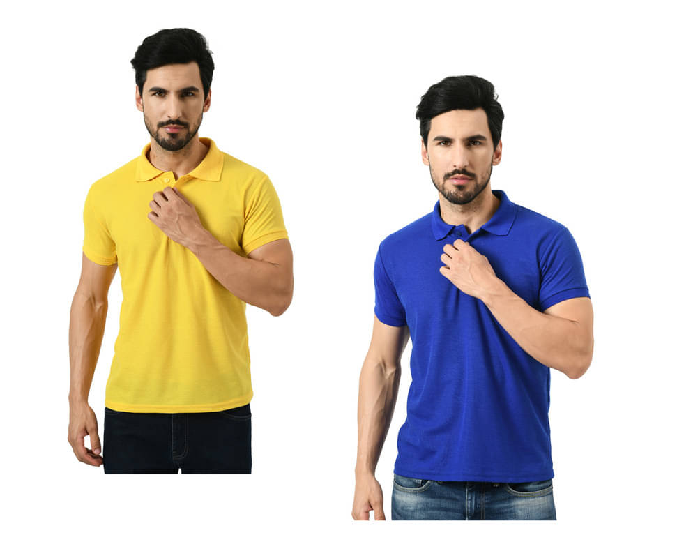 IndiWeaves Men Polyester Regular Fit Solid T-Shirt ( Multicolor ) IndiWeaves Men Polyester Regular Fit Solid T-Shirt ( Multicolor )