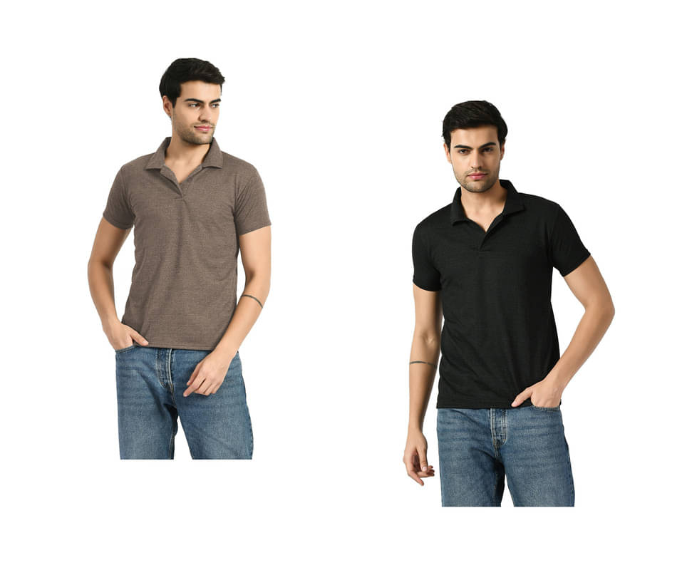     			IndiWeaves Men Polyester Regular Fit Solid T-Shirt ( Multicolor )