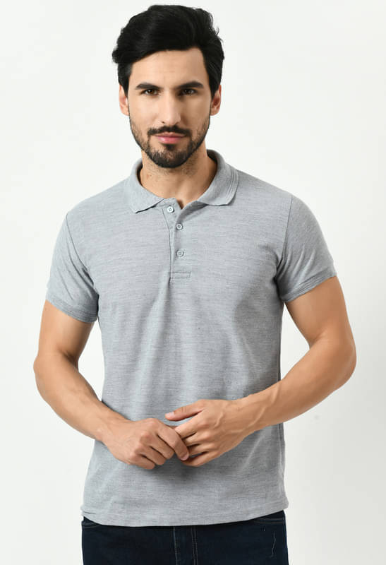     			IndiWeaves Men Polyester Regular Fit Solid T-Shirt ( Grey )