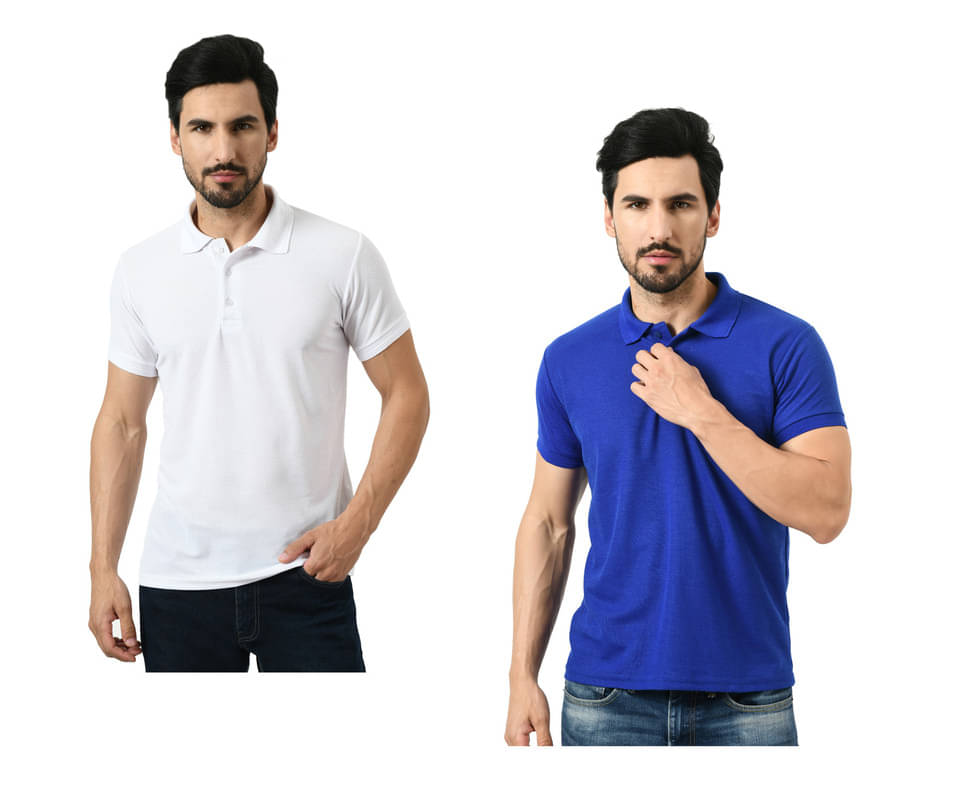 IndiWeaves Men Polyester Regular Fit Solid T-Shirt ( Multicolor ) IndiWeaves Men Polyester Regular Fit Solid T-Shirt ( Multicolor )