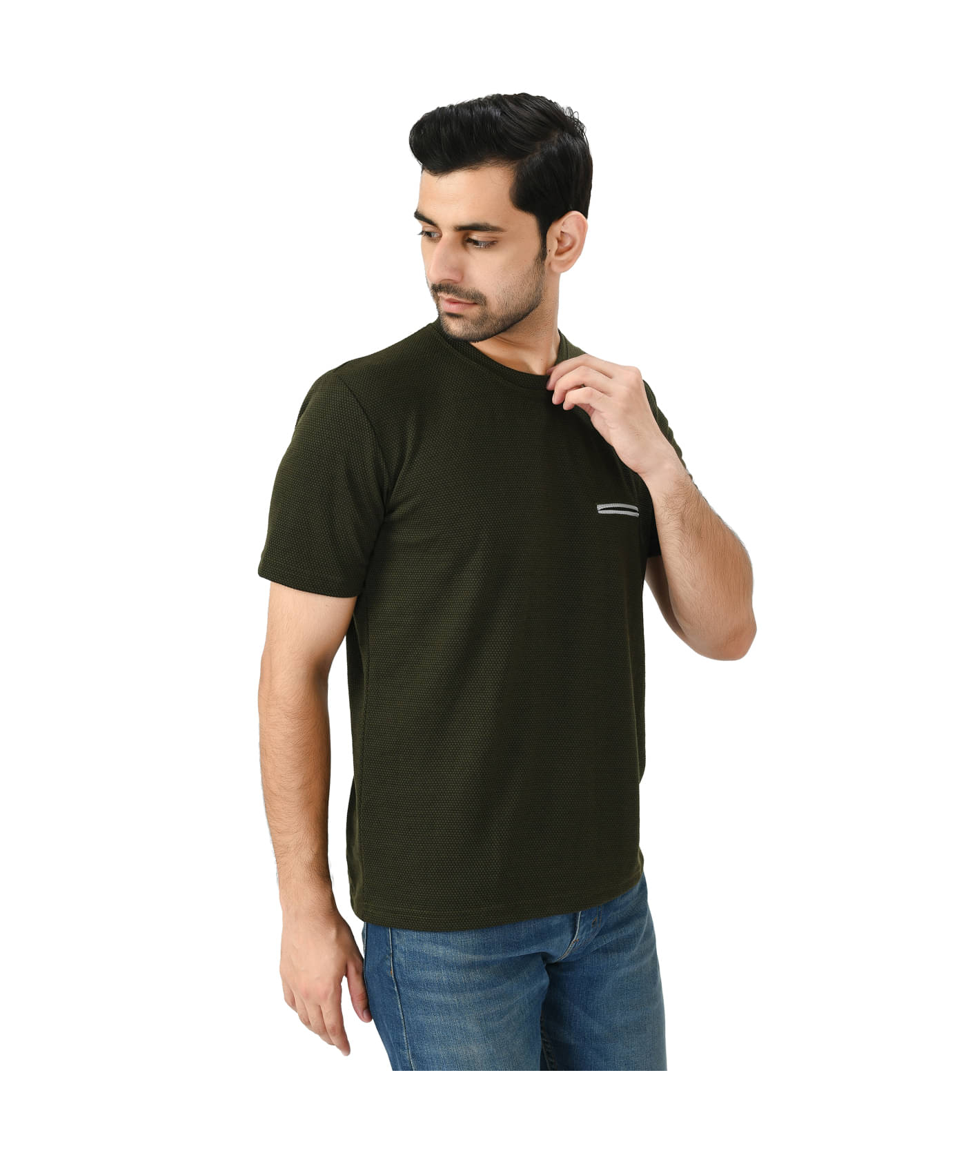     			IndiWeaves Men Polyester Regular Fit Solid T-Shirt ( Black )