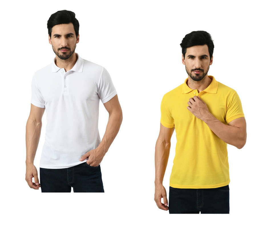 IndiWeaves Men Polyester Regular Fit Solid T-Shirt ( Multicolor )     			IndiWeaves Men Polyester Regular Fit Solid T-Shirt ( Multicolor )