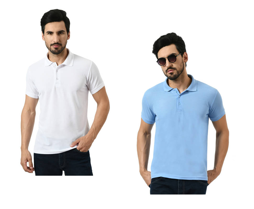 IndiWeaves Men Polyester Regular Fit Solid T-Shirt ( Multicolor ) IndiWeaves Men Polyester Regular Fit Solid T-Shirt ( Multicolor )