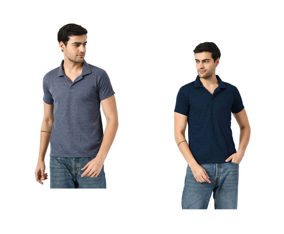 IndiWeaves Men Polyester Regular Fit Solid T-Shirt ( Multicolor ) IndiWeaves Men Polyester Regular Fit Solid T-Shirt ( Multicolor )
