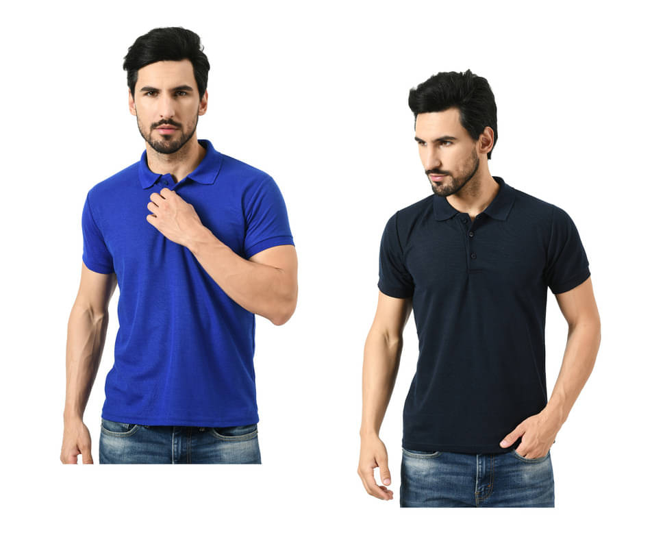 IndiWeaves Men Polyester Regular Fit Solid T-Shirt ( Multicolor ) IndiWeaves Men Polyester Regular Fit Solid T-Shirt ( Multicolor )