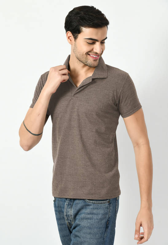     			IndiWeaves Men Polyester Regular Fit Solid T-Shirt ( Brown )