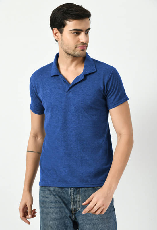 IndiWeaves Men Polyester Regular Fit Solid T-Shirt ( Blue ) IndiWeaves Men Polyester Regular Fit Solid T-Shirt ( Blue )