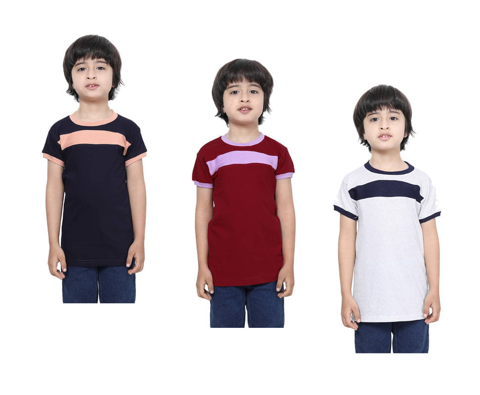     			IndiWeaves Pack of 3 Boys Cotton T-Shirt ( Multicolor )
