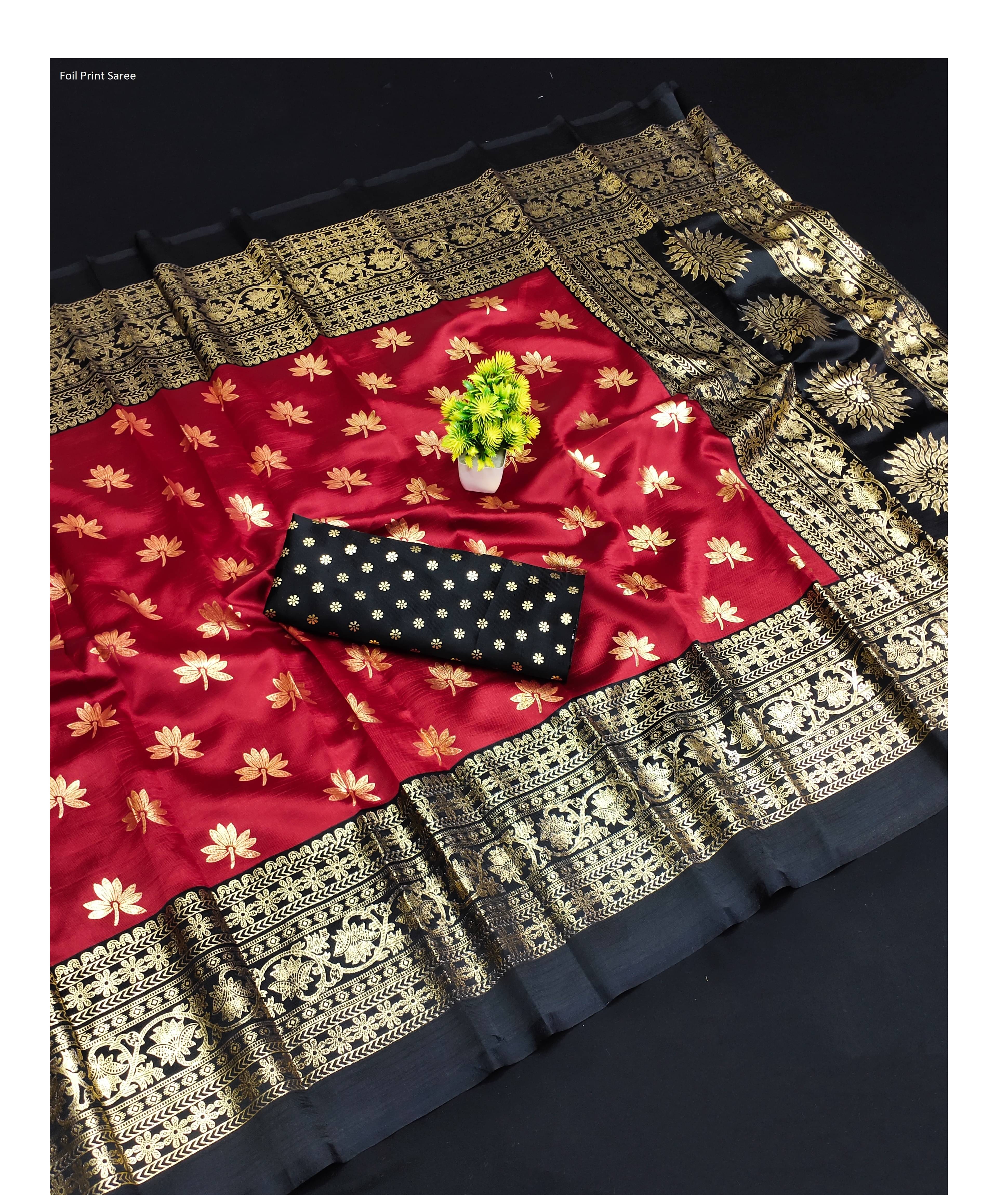 Maayro Mysore Silk Self Design Saree With Unstitched Blouse Piece ( Red ) Maayro Mysore Silk Self Design Saree With Unstitched Blouse Piece ( Red )