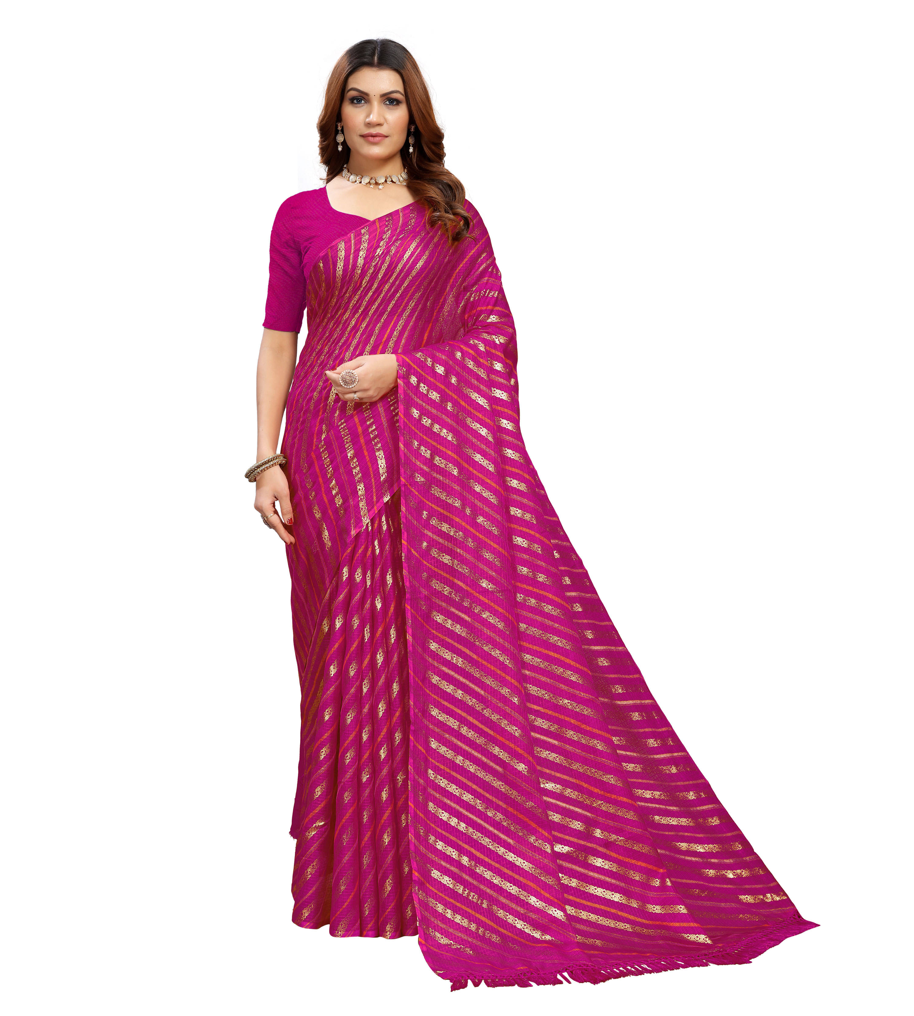Maayro Net Embellished Saree With Unstitched Blouse Piece ( Pink ) Maayro Net Embellished Saree With Unstitched Blouse Piece ( Pink )