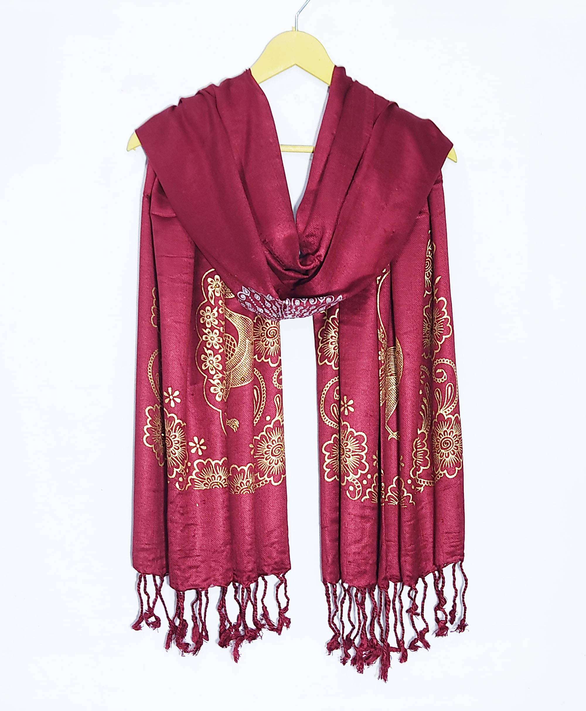     			Pink Lime Stole Maroon Satin Women's Scarf ( Pack of 1 )