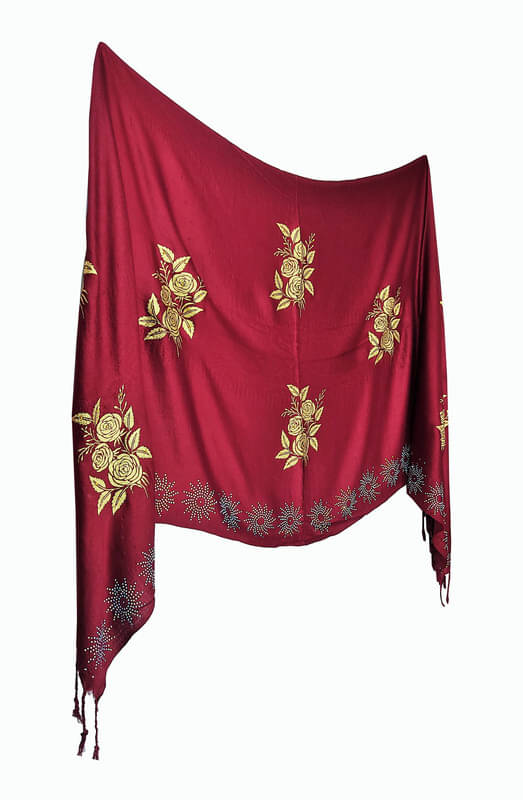     			Pink Lime Stole Maroon Satin Women's Scarf ( Pack of 1 )