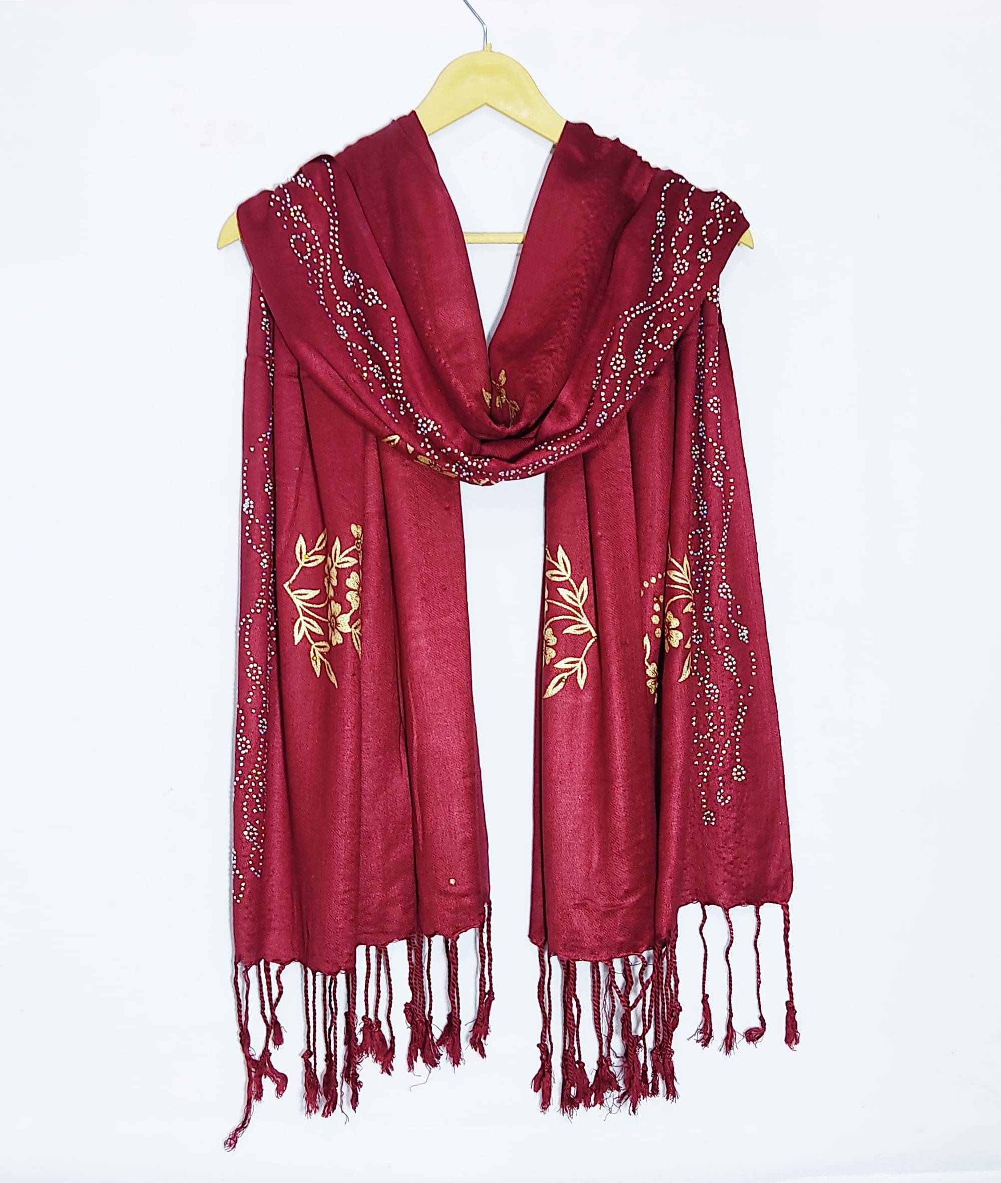 Pink Lime Stole Maroon Satin Women's Scarf ( Pack of 1 )     			Pink Lime Stole Maroon Satin Women's Scarf ( Pack of 1 )