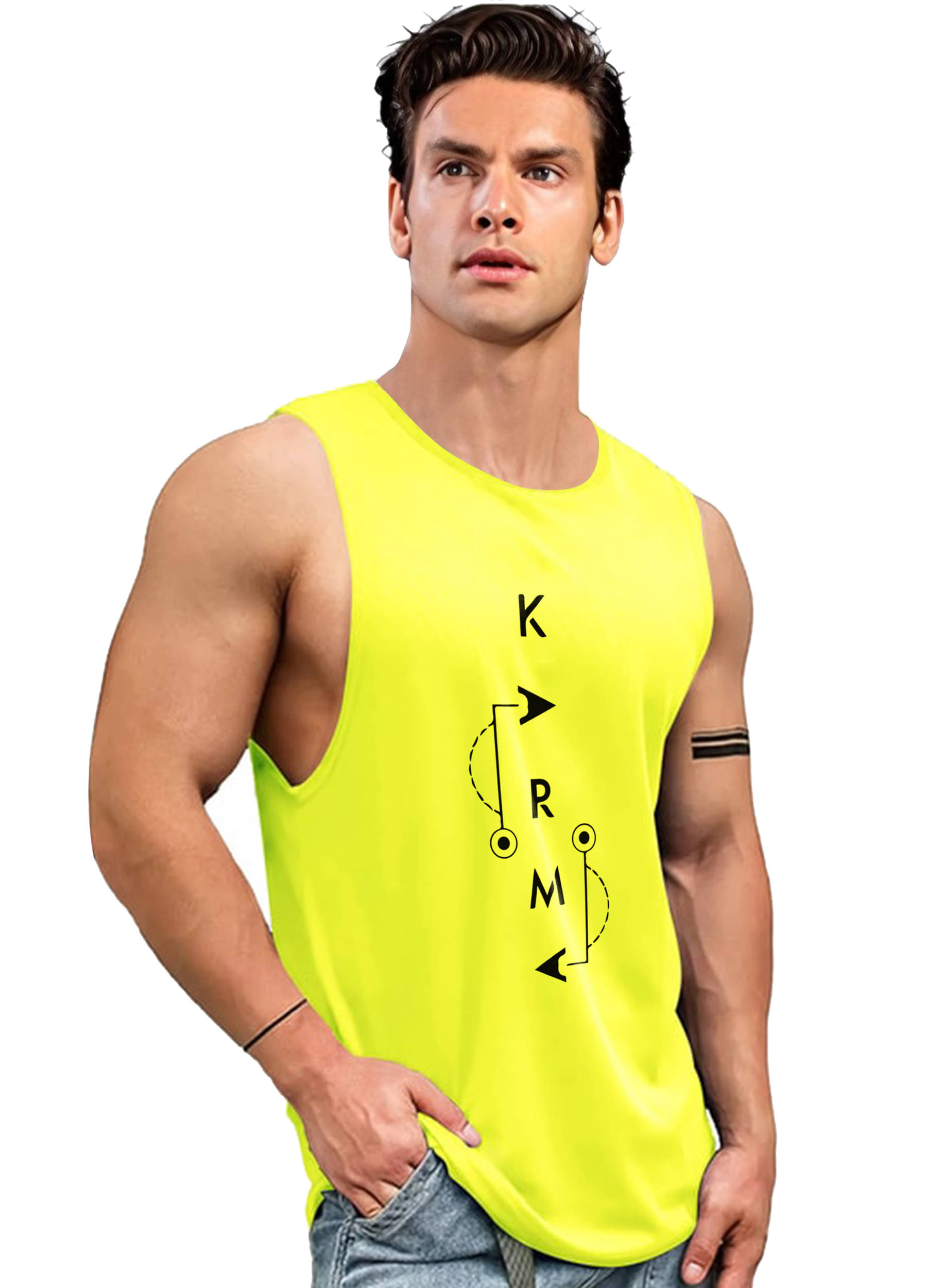 AOOSH Pack of 1 Polyester Gym Vest For Men ( Yellow ) AOOSH Pack of 1 Polyester Gym Vest For Men ( Yellow )