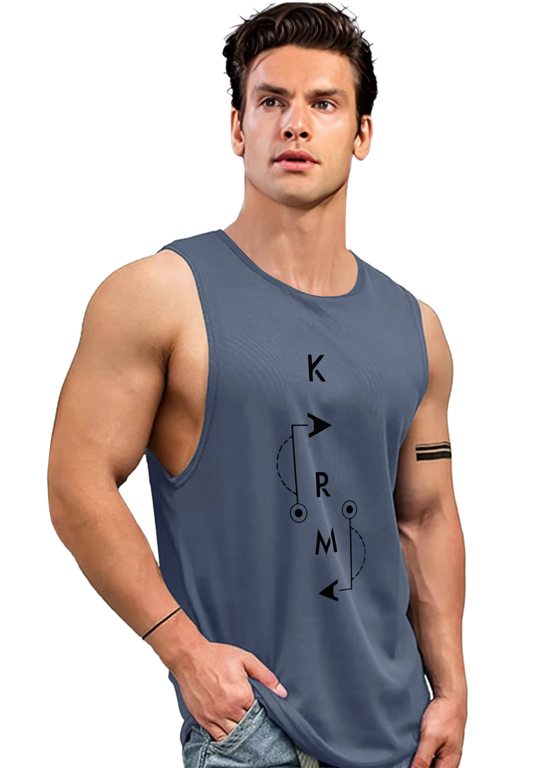 AOOSH Pack of 1 Polyester Gym Vest For Men ( Grey ) AOOSH Pack of 1 Polyester Gym Vest For Men ( Grey )