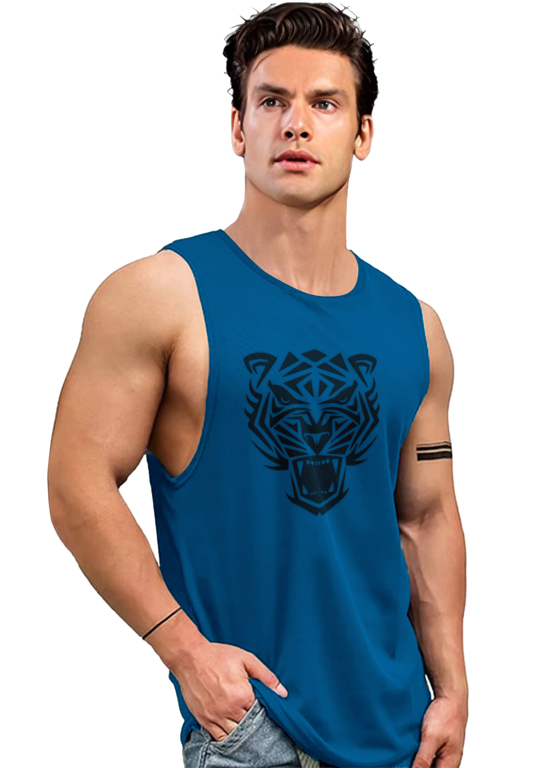     			AOOSH Pack of 1 Polyester Gym Vest For Men ( Teal )