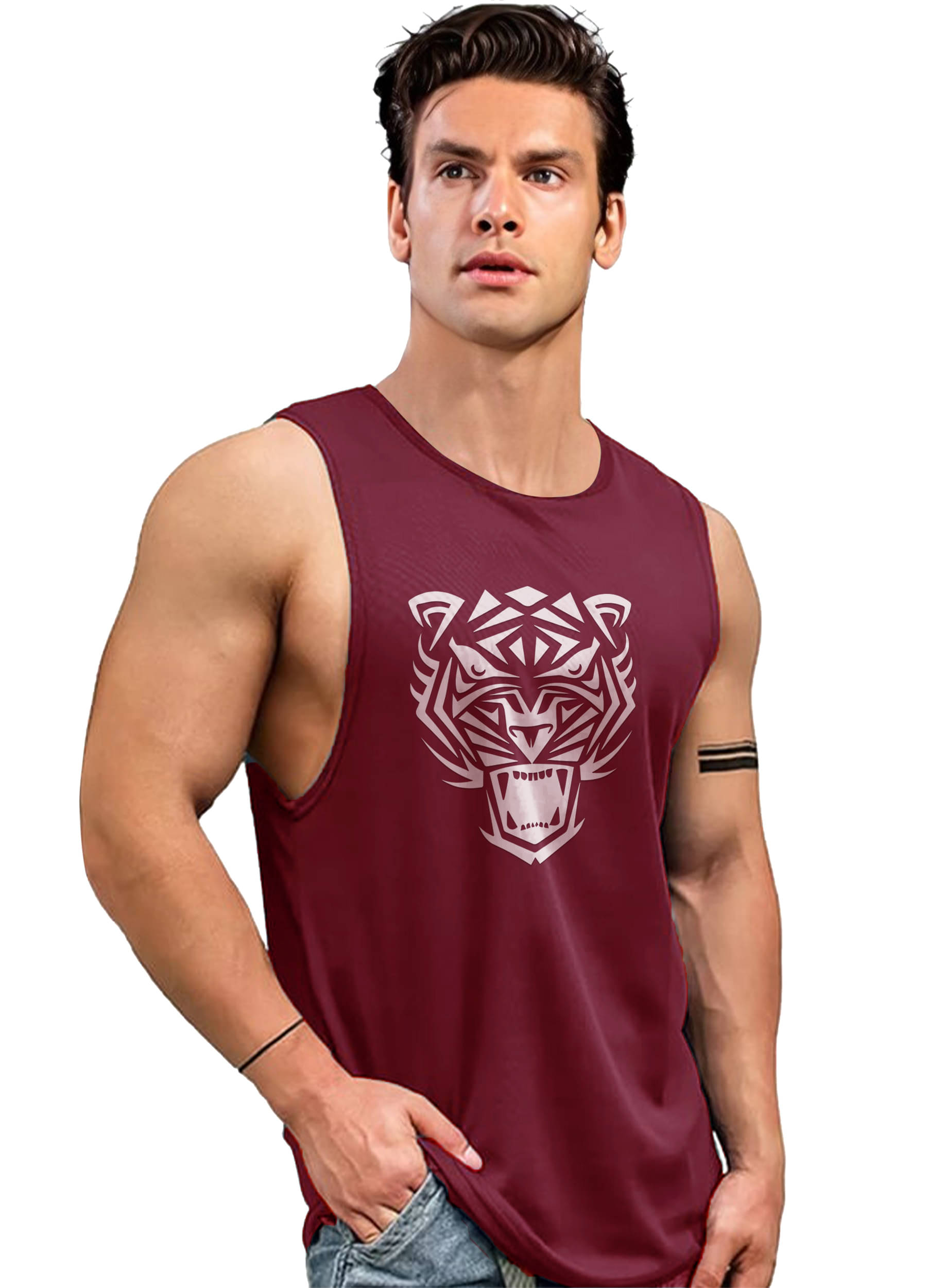 AOOSH Pack of 1 Polyester Gym Vest For Men ( Maroon ) AOOSH Pack of 1 Polyester Gym Vest For Men ( Maroon )