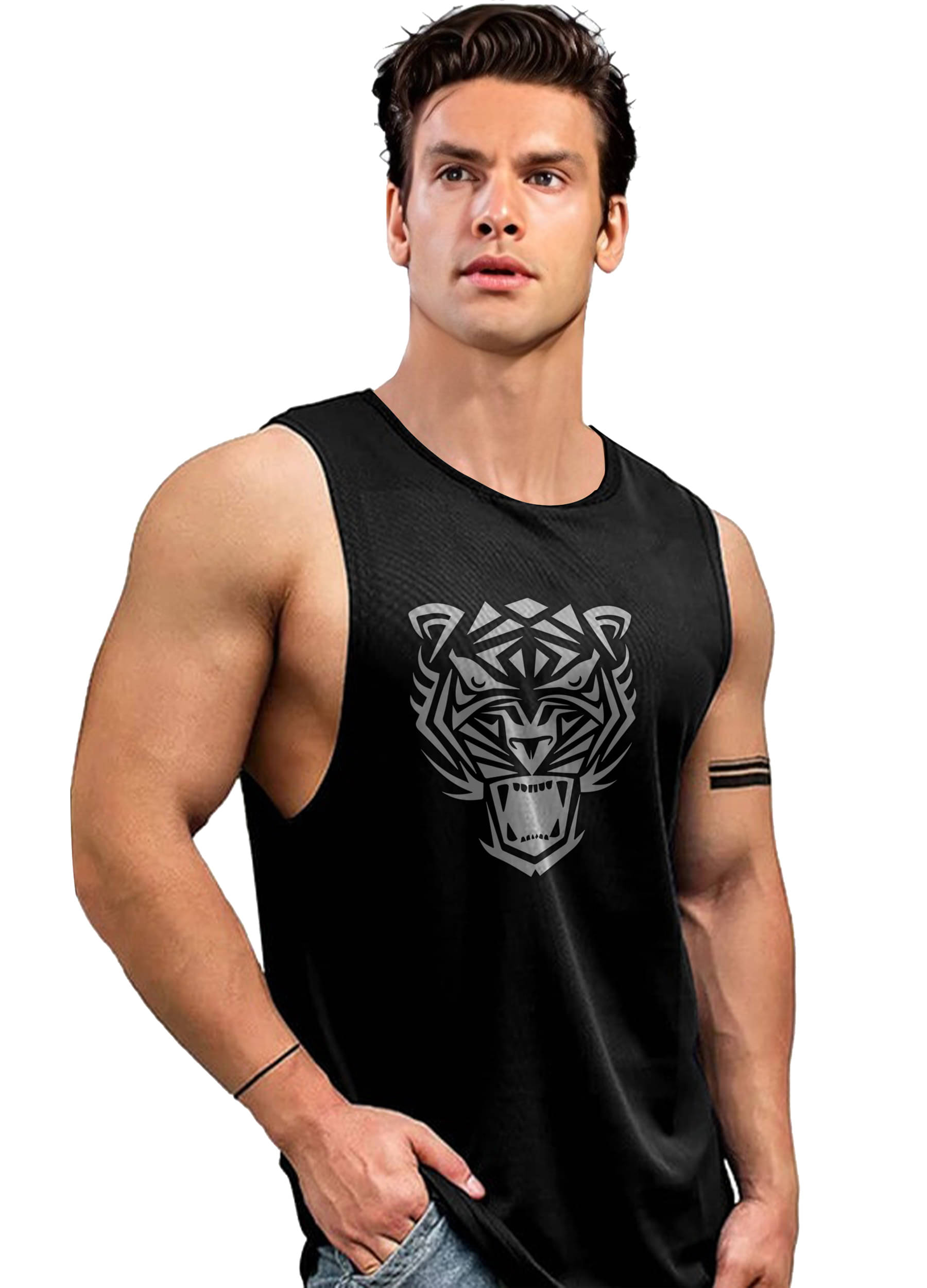 AOOSH Pack of 1 Polyester Gym Vest For Men ( Black ) AOOSH Pack of 1 Polyester Gym Vest For Men ( Black )