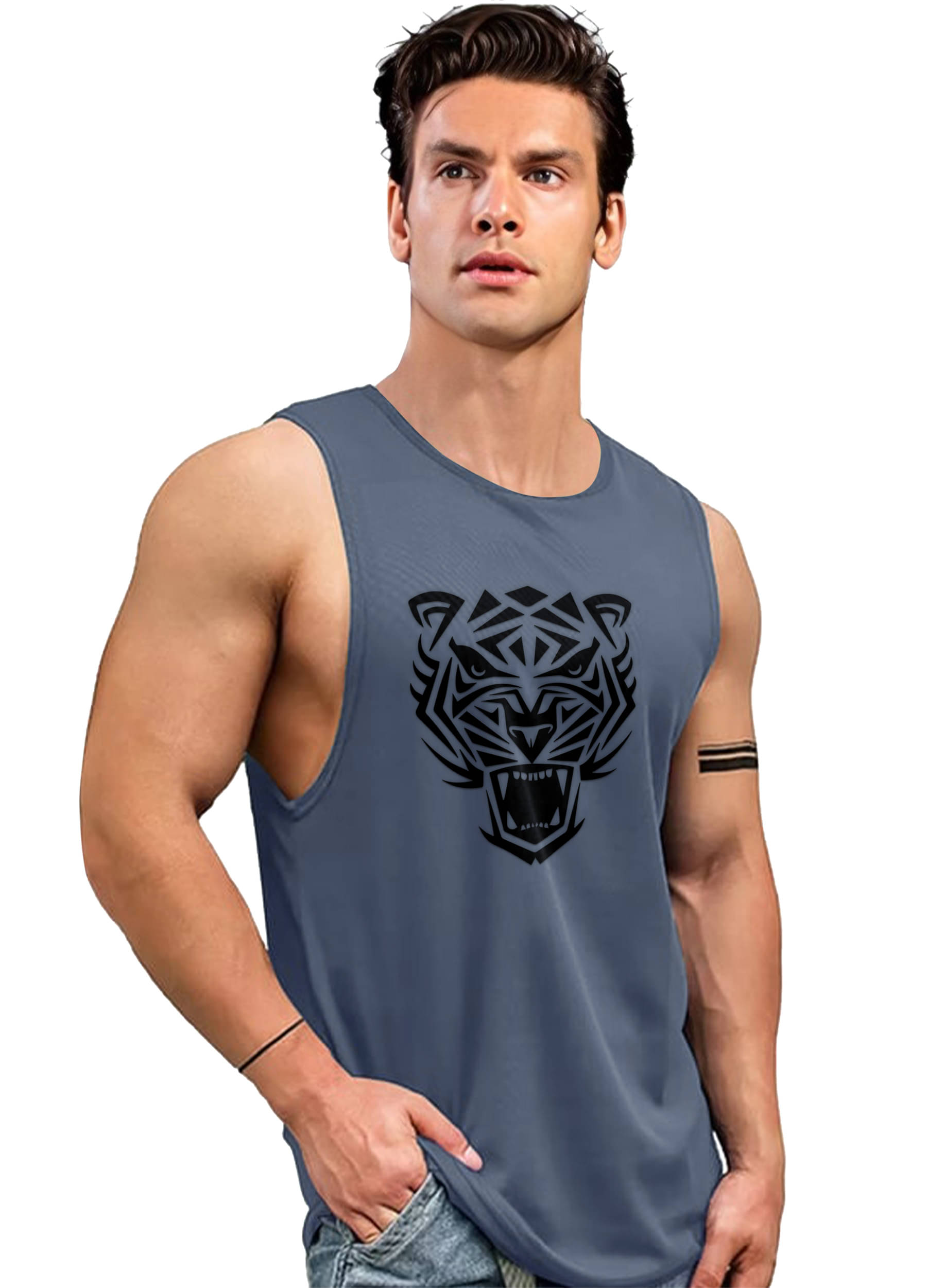 AOOSH Pack of 1 Polyester Gym Vest For Men ( Grey ) AOOSH Pack of 1 Polyester Gym Vest For Men ( Grey )