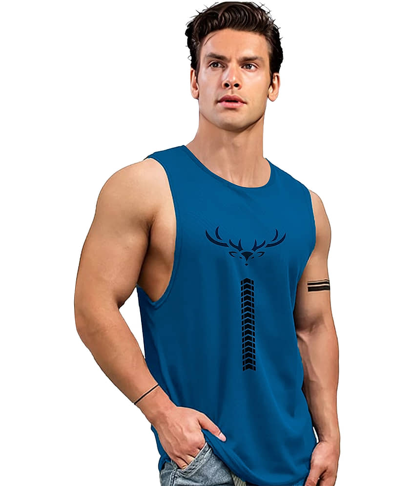 AOOSH Pack of 1 Polyester Gym Vest For Men ( Teal ) - Nightwear & Loungewear | Buy online on ZillyBuy