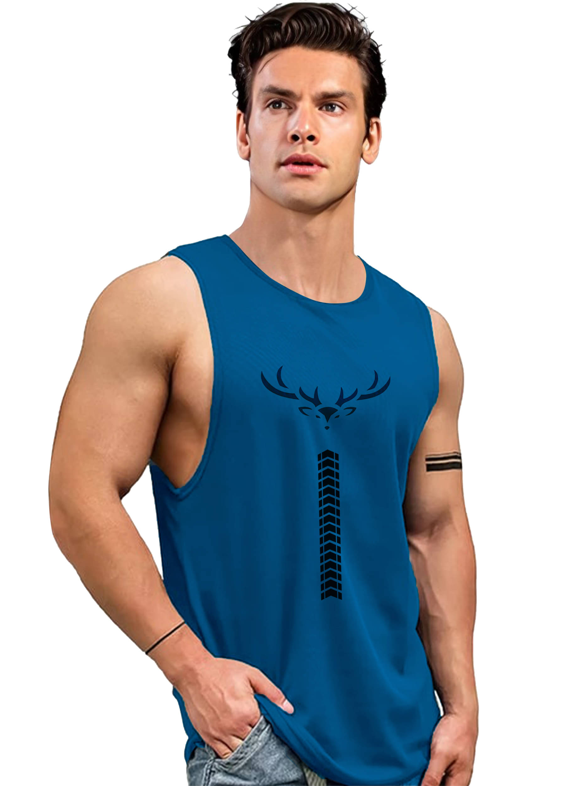 AOOSH Pack of 1 Polyester Gym Vest For Men ( Teal ) AOOSH Pack of 1 Polyester Gym Vest For Men ( Teal )
