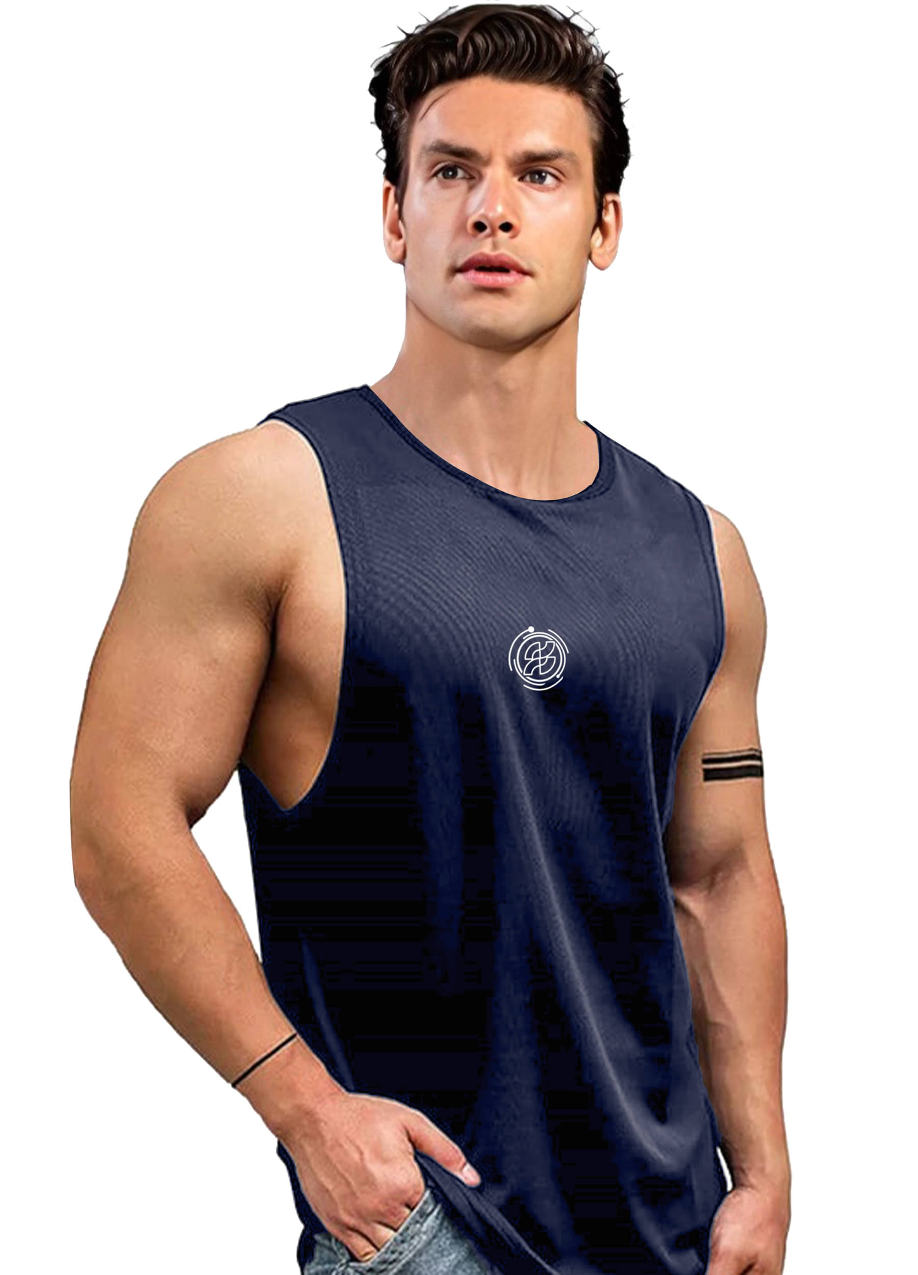 AOOSH Pack of 1 Polyester Gym Vest For Men ( Blue ) AOOSH Pack of 1 Polyester Gym Vest For Men ( Blue )