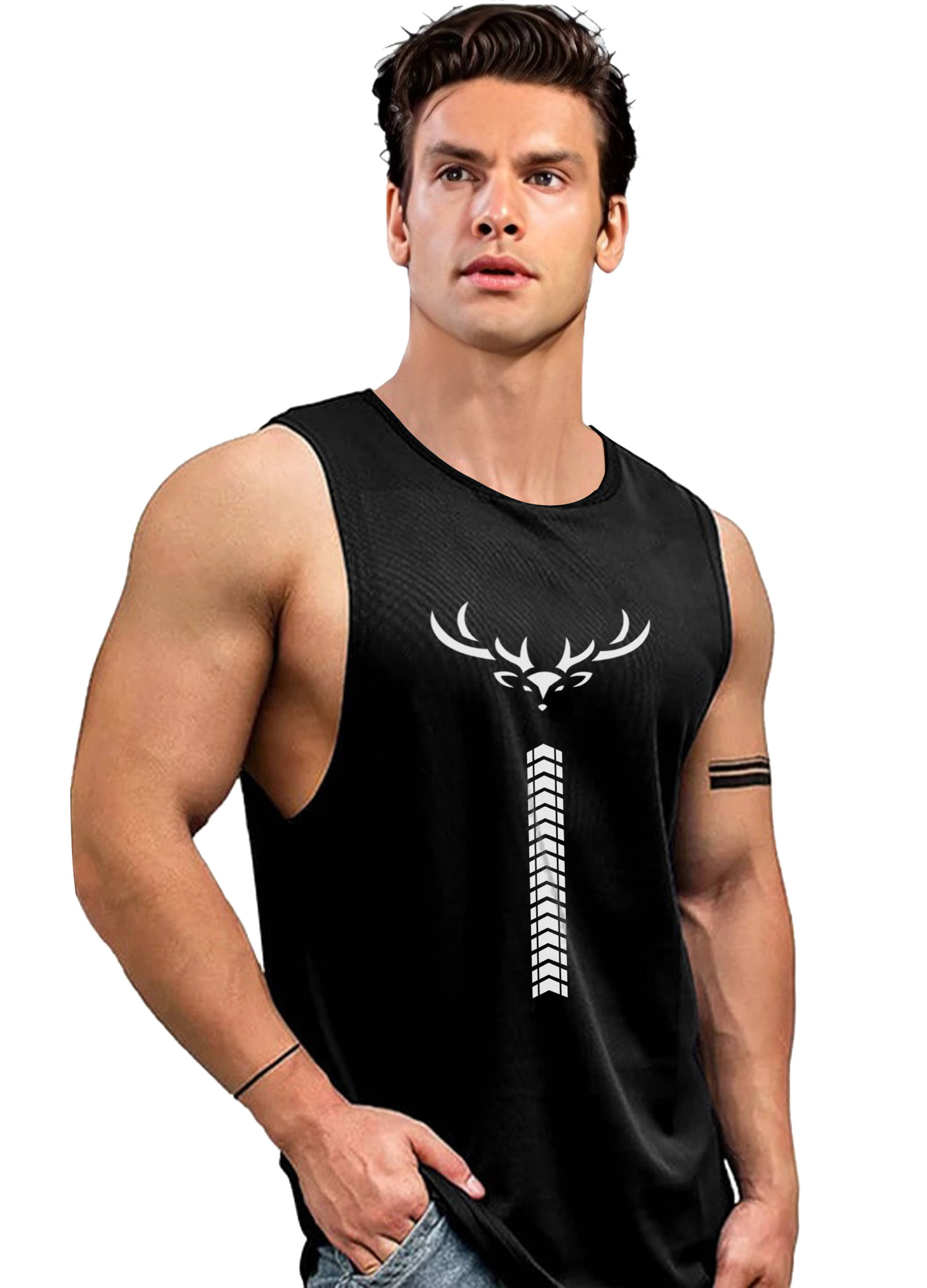 AOOSH Pack of 1 Polyester Gym Vest For Men ( Black ) AOOSH Pack of 1 Polyester Gym Vest For Men ( Black )