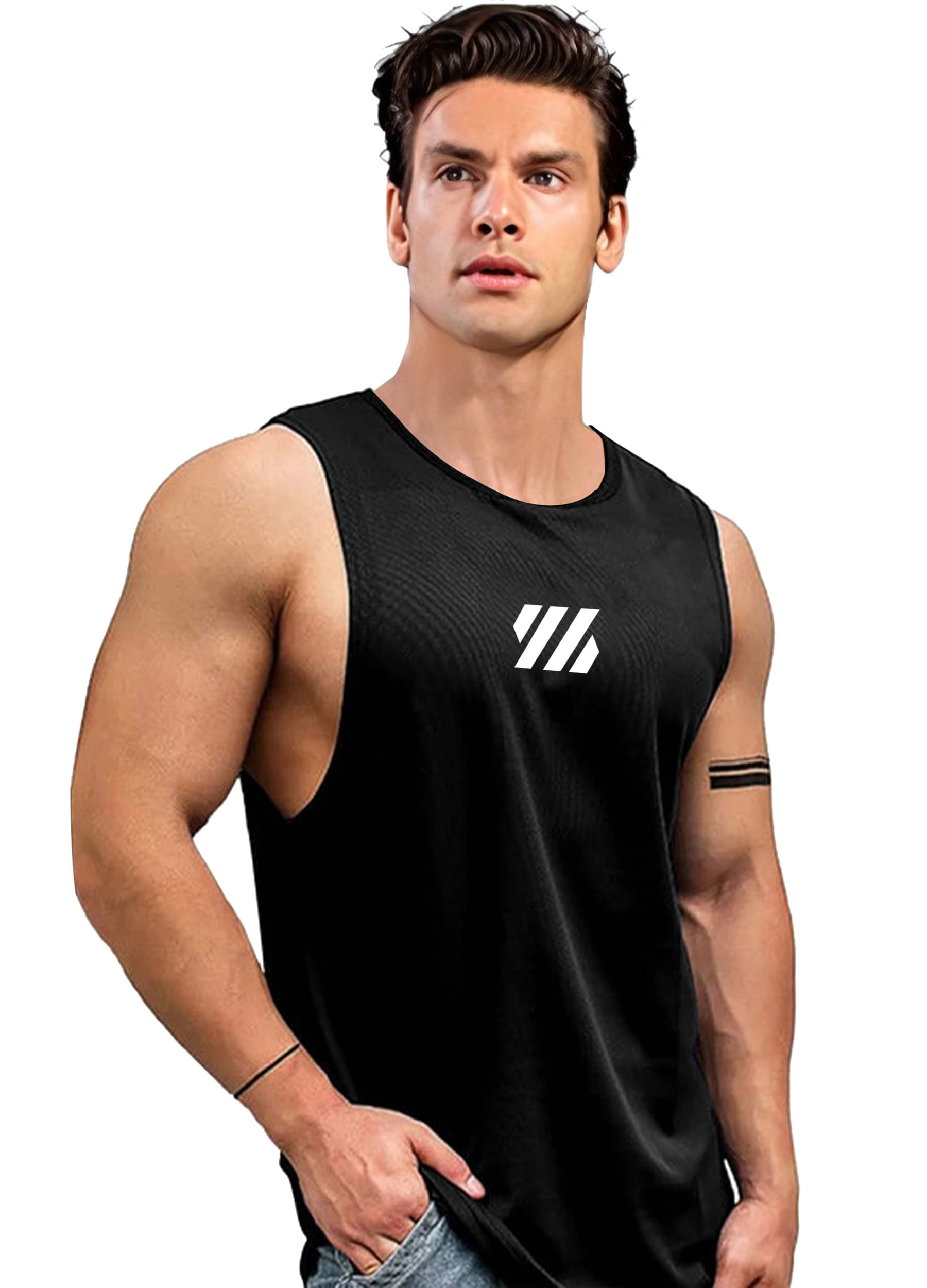 AOOSH Pack of 1 Polyester Gym Vest For Men ( Black ) AOOSH Pack of 1 Polyester Gym Vest For Men ( Black )