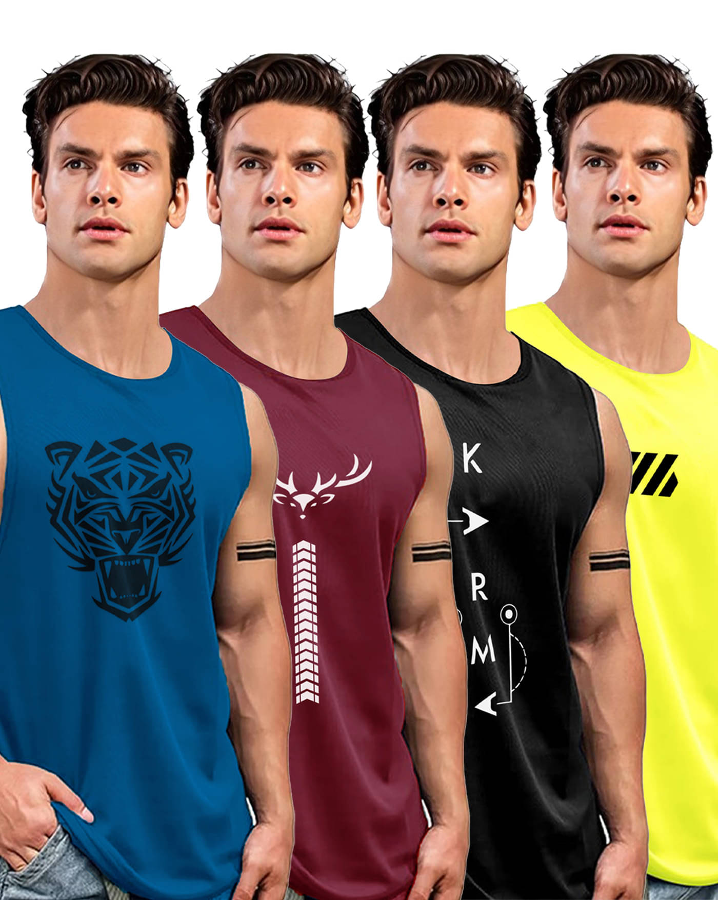 AOOSH Pack of 4 Polyester Gym Vest For Men ( Maroon ) AOOSH Pack of 4 Polyester Gym Vest For Men ( Maroon )