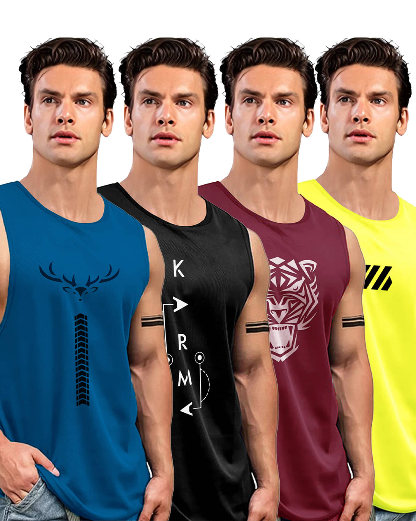 AOOSH Pack of 4 Polyester Gym Vest For Men ( Maroon ) AOOSH Pack of 4 Polyester Gym Vest For Men ( Maroon )