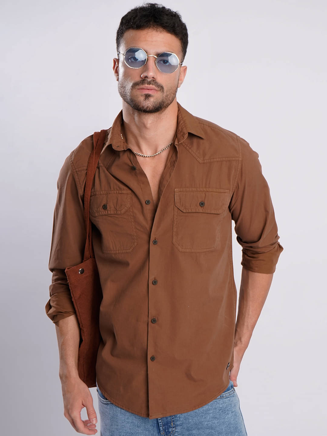     			Bene Kleed 100% Cotton Regular Fit Solids Full Sleeves Men's Casual Shirt - Brown ( Pack of 1 )