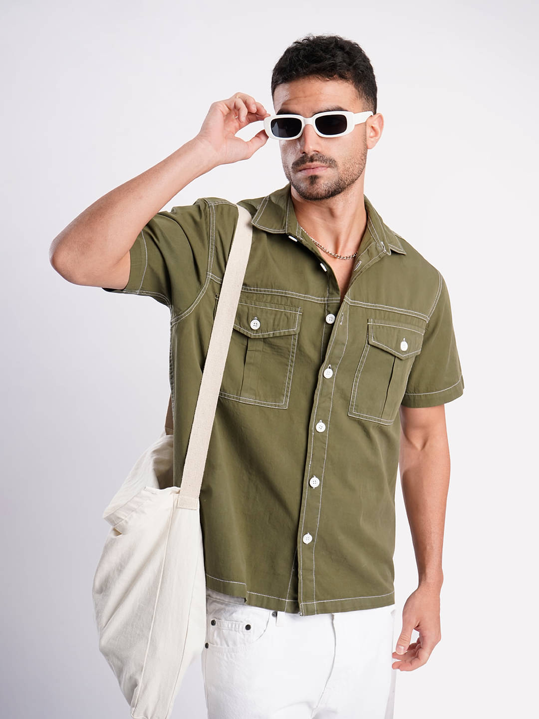 Bene Kleed 100% Cotton Relaxed Fit Solids Half Sleeves Men's Casual Shirt - Olive ( Pack of 1 ) Bene Kleed 100% Cotton Relaxed Fit Solids Half Sleeves Men's Casual Shirt - Olive ( Pack of 1 )