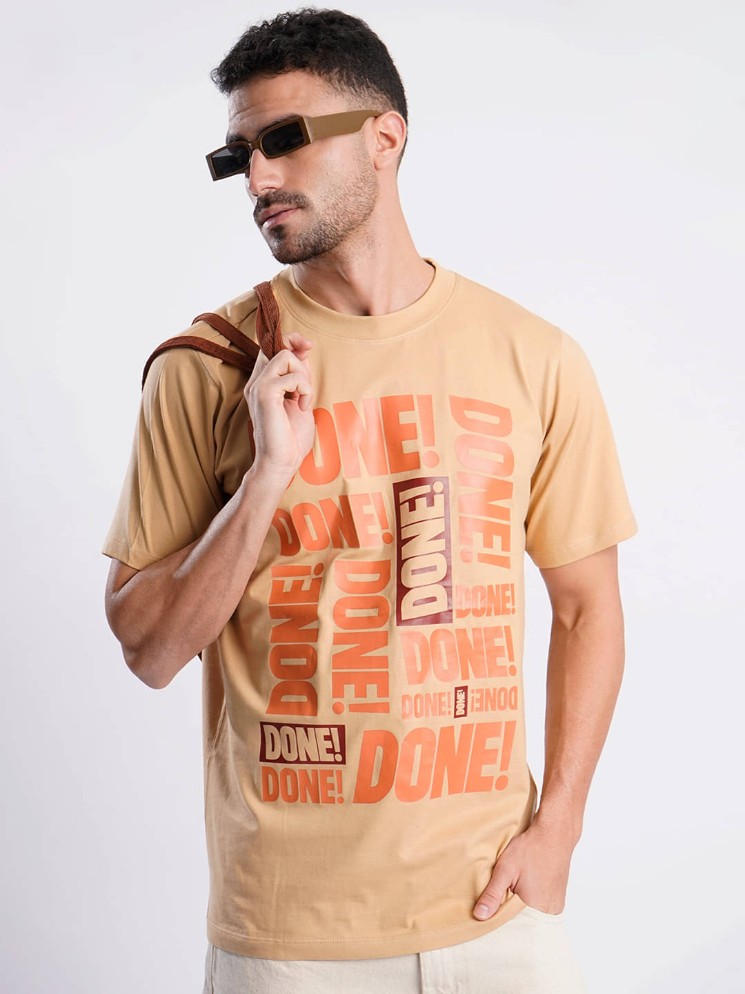 Bene Kleed Men 100% Cotton Regular Fit Printed T-Shirt ( Tan ) Bene Kleed Men 100% Cotton Regular Fit Printed T-Shirt ( Tan )