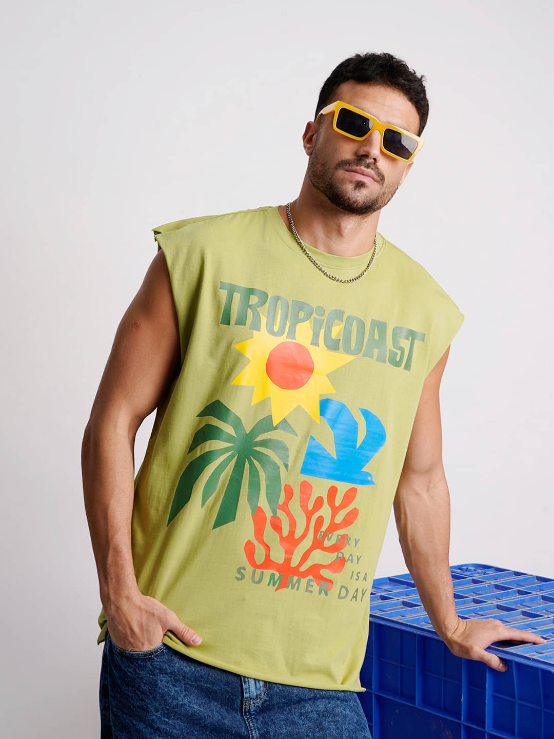     			Bene Kleed Men 100% Cotton Oversized Fit Printed T-Shirt ( Green )