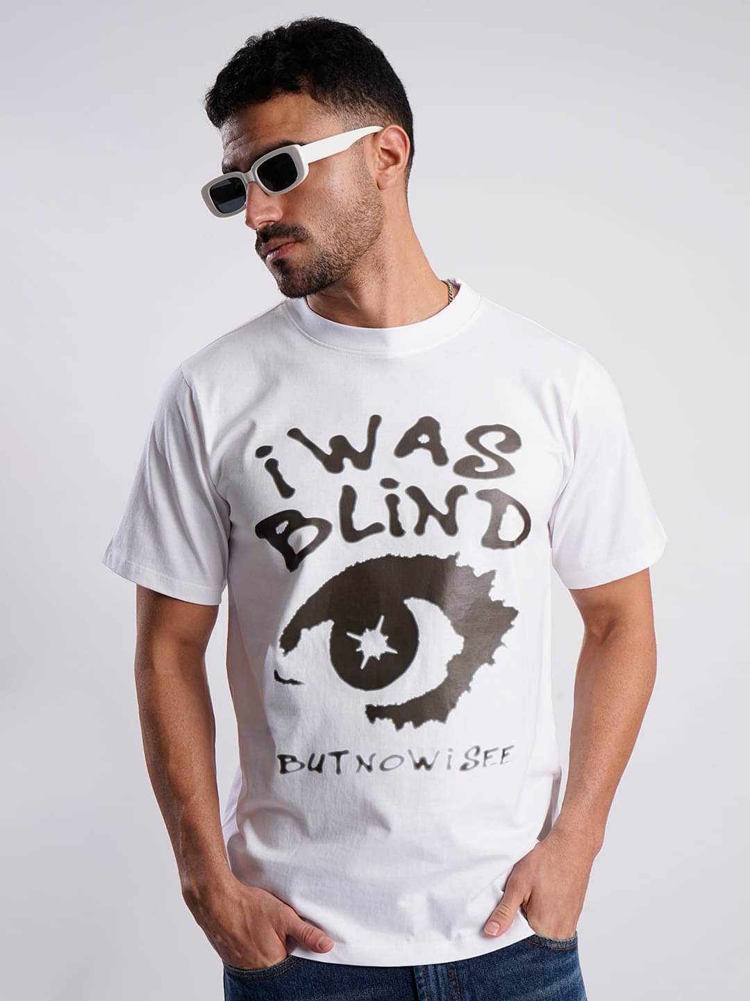     			Bene Kleed Men 100% Cotton Regular Fit Printed T-Shirt ( White )