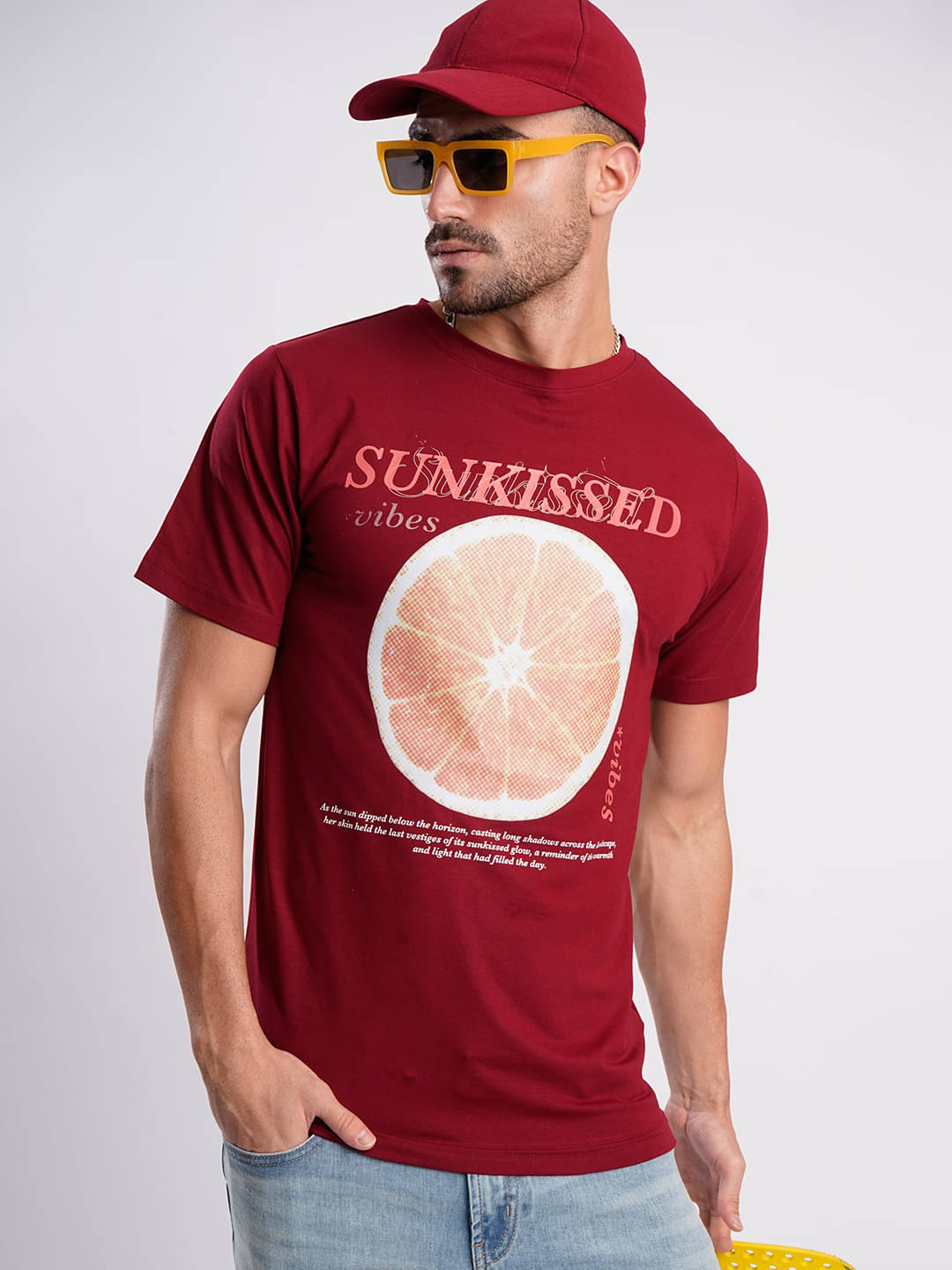     			Bene Kleed Men Cotton Blend Regular Fit Printed T-Shirt ( Maroon )