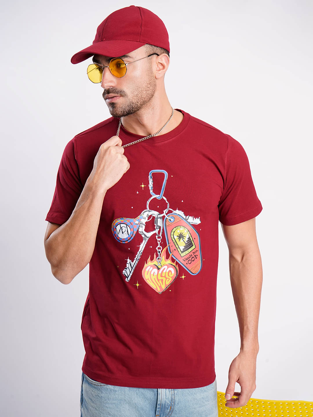 Bene Kleed Men Cotton Blend Regular Fit Printed T-Shirt ( Maroon )     			Bene Kleed Men Cotton Blend Regular Fit Printed T-Shirt ( Maroon )