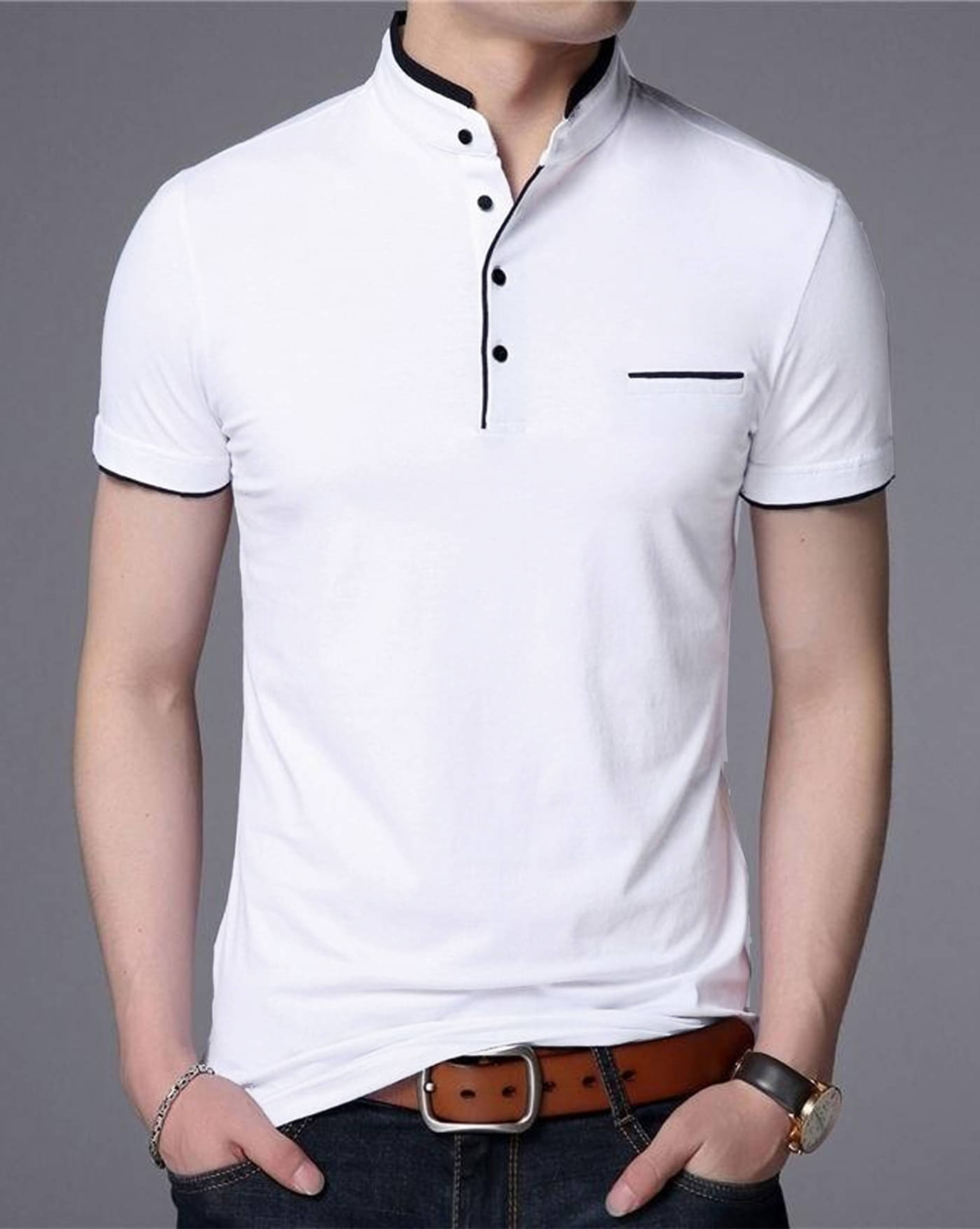     			ENITOR Men Cotton Blend Regular Fit Solid T-Shirt ( White )