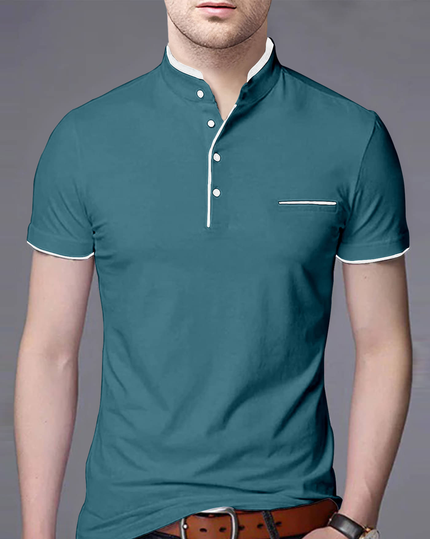 ENITOR Men Cotton Blend Regular Fit Solid T-Shirt ( Teal ) ENITOR Men Cotton Blend Regular Fit Solid T-Shirt ( Teal )