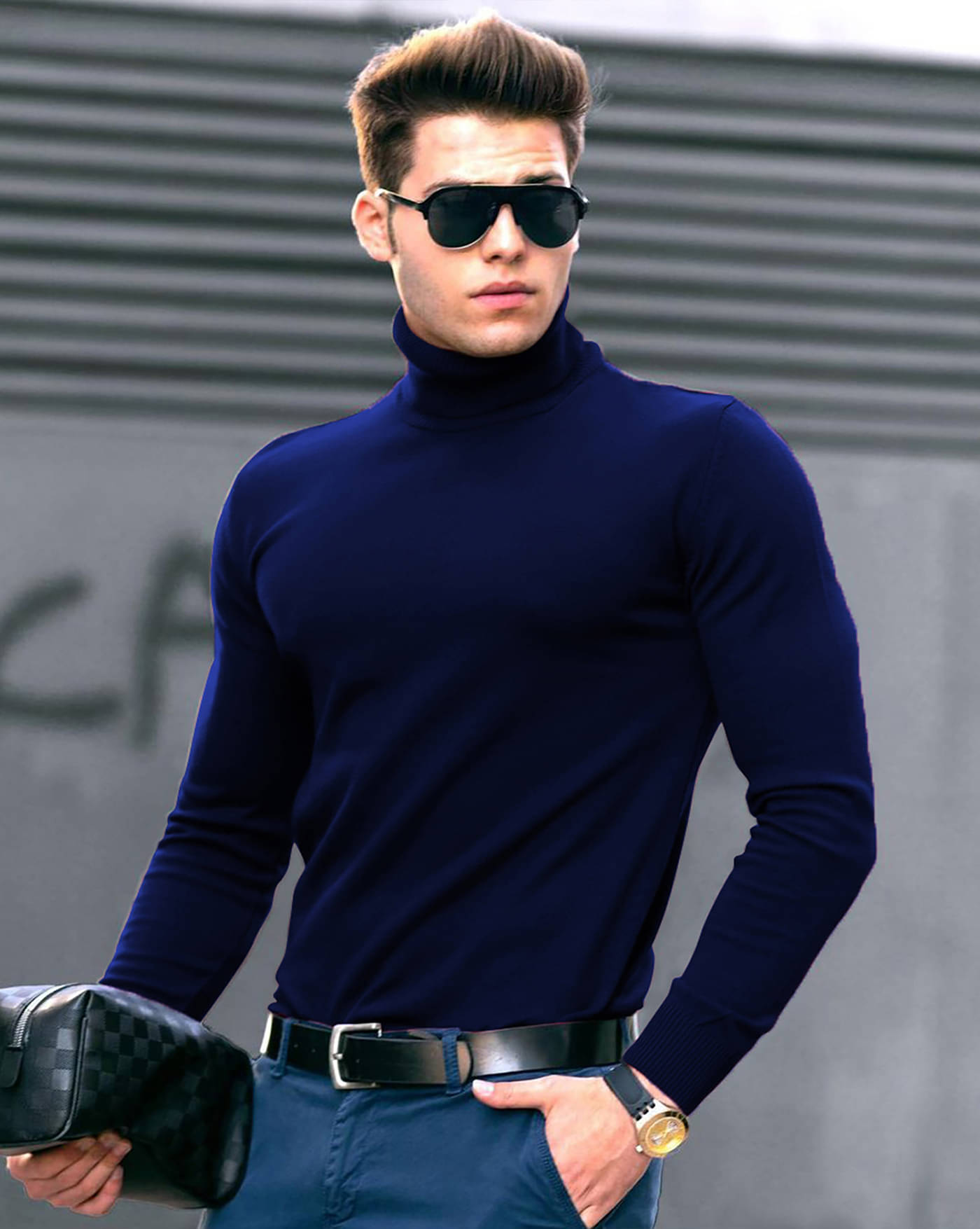 ENITOR Men Cotton Blend Regular Fit Solid T-Shirt ( Blue )     			ENITOR Men Cotton Blend Regular Fit Solid T-Shirt ( Blue )