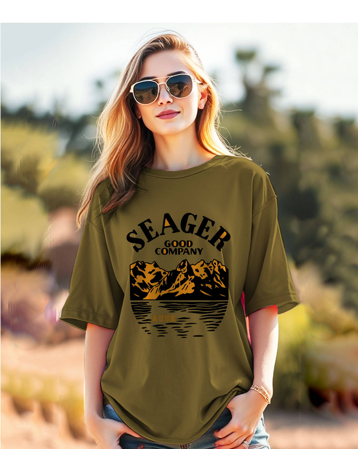 ENITOR Women Cotton Blend Printed Oversized Round Neck T-Shirt ( Green ) ENITOR Women Cotton Blend Printed Oversized Round Neck T-Shirt ( Green )