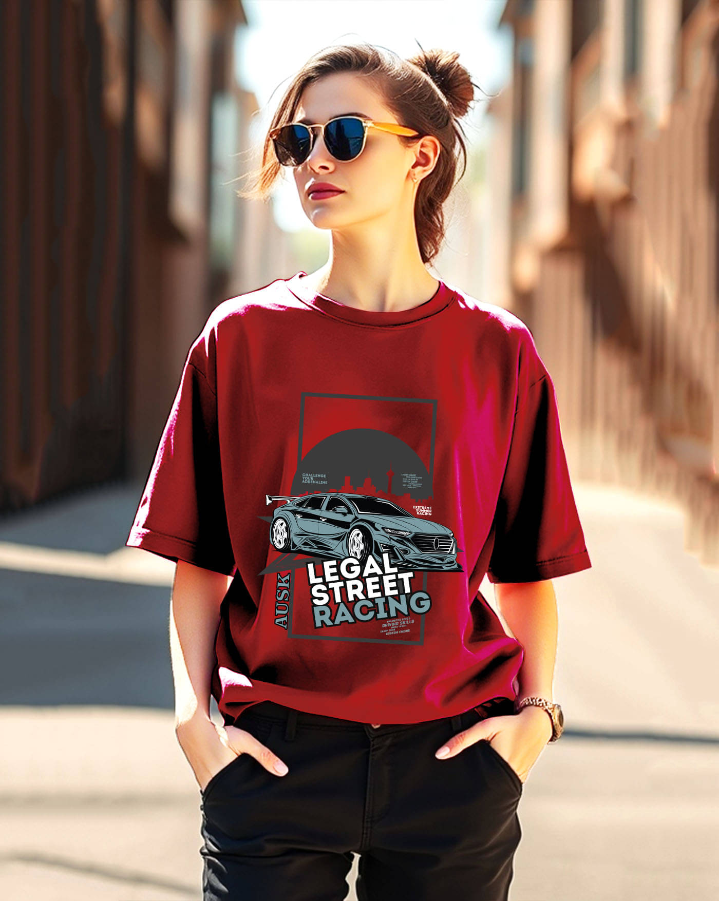 ENITOR Women Cotton Blend Printed Oversized Round Neck T-Shirt ( Maroon ) ENITOR Women Cotton Blend Printed Oversized Round Neck T-Shirt ( Maroon )