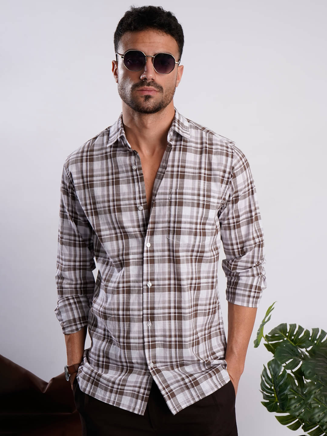 IVOC 100% Cotton Regular Fit Checks Full Sleeves Men's Casual Shirt - Brown ( Pack of 1 ) IVOC 100% Cotton Regular Fit Checks Full Sleeves Men's Casual Shirt - Brown ( Pack of 1 )