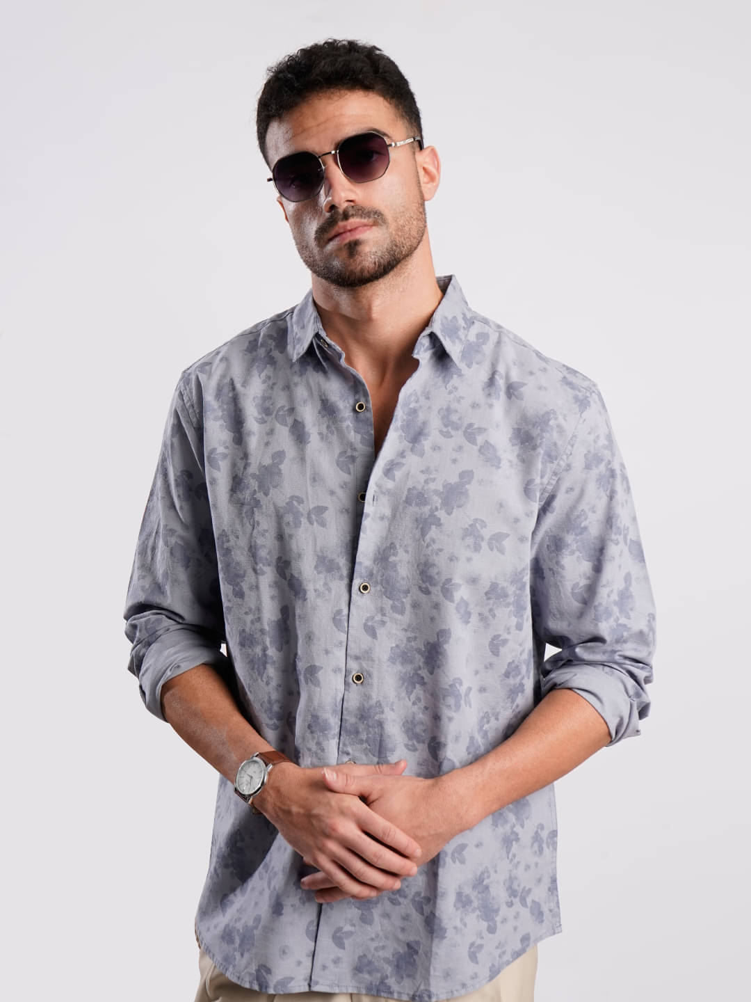 IVOC 100% Cotton Relaxed Fit Printed Full Sleeves Men's Casual Shirt - Grey ( Pack of 1 ) IVOC 100% Cotton Relaxed Fit Printed Full Sleeves Men's Casual Shirt - Grey ( Pack of 1 )